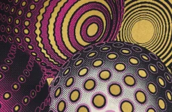 Afrikaanse stof - Roze Goud Cosmic Orb Pattern - Special effect Brillant Platinum Edition