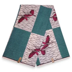 Afrikaanse stof - Turquoise Birds - 100% katoen