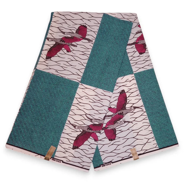 Afrikaanse stof - Turquoise Birds - 100% katoen