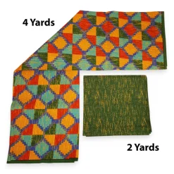 Afrikaanse stof - Two-Tone print Polycotton - 6 yard Combinatie (4+2 yard) PO-5052