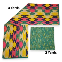 Afrikaanse stof - Two-Tone print Polycotton - 6 yard Combinatie (4+2 yard) PO-5042