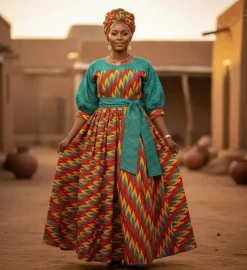 Afrikaanse stof - Two-Tone print Polycotton - 6 yard Combinatie (4+2 yard) PO-5041