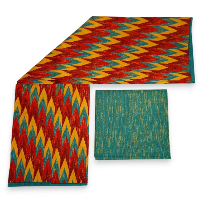 Afrikaanse stof - Two-Tone print Polycotton - 6 yard Combinatie (4+2 yard) PO-5041