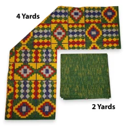 Afrikaanse stof - Two-Tone print Polycotton - 6 yard Combinatie (4+2 yard) PO-5038