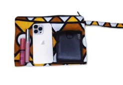 Afrikaanse wax print Make-up tasje / handtasje / etui / potloden mapje / pennentasje - Mosterd Gele Samakaka