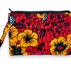 Afrikaanse wax print Make-up tasje / handtasje / etui / potloden mapje / pennentasje - Rode Flowers