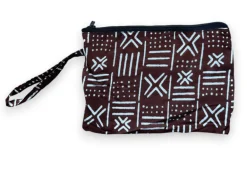 Afrikaanse wax print Make-up tasje / handtasje / etui / potloden mapje / pennentasje - Bruine X Bogolan