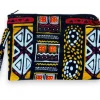 Afrikaanse wax print Make-up tasje / handtasje / etui / potloden mapje / pennentasje - Rood Geel Bogolan