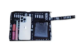 Afrikaanse wax print Make-up tasje / handtasje / etui / potloden mapje / pennentasje - Rood Geel Bogolan
