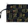 Afrikaanse wax print Make-up tasje / handtasje / etui / potloden mapje / pennentasje - Zwart / Geel Bogolan