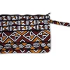 Afrikaanse wax print Make-up tasje / handtasje / etui / potloden mapje / pennentasje - Mosterd / Witte Bogolan