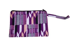 Afrikaanse wax print Make-up tasje / handtasje / etui / potloden mapje / pennentasje - Paarse kente print