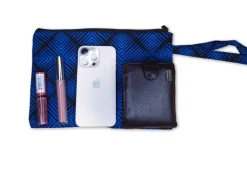 Afrikaanse wax print Make-up tasje / handtasje / etui / potloden mapje / pennentasje - Blauw fade effect