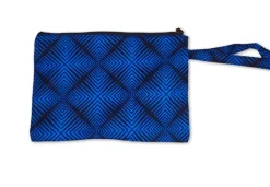 Afrikaanse wax print Make-up tasje / handtasje / etui / potloden mapje / pennentasje - Blauw fade effect