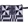 Afrikaanse wax print Make-up tasje / handtasje / etui / potloden mapje / pennentasje - Zwart / wit kente