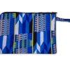 Afrikaanse wax print Make-up tasje / handtasje / etui / potloden mapje / pennentasje - Blauw Kente