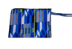 Afrikaanse wax print Make-up tasje / handtasje / etui / potloden mapje / pennentasje - Blauw Kente