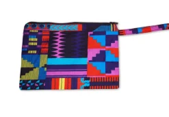 Afrikaanse wax print Make-up tasje / handtasje / etui / potloden mapje / pennentasje - Paars / Roze kente