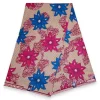 Afrikaanse wax print stof - Beige en Roze Large Flowers - 100% katoen