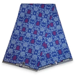 Afrikaanse wax print stof - Blauw Bogolan Icons - 100% katoen