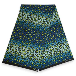 Afrikaanse wax print stof - Blauw Luipaard Spots - 100% katoen