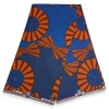 Afrikaanse wax print stof - Blauw Oranje Sun Disc - 100% katoen