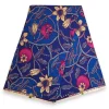 Afrikaanse wax print stof - Blauw Roze Pomegranate Garden - 100% katoen