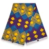 Afrikaanse wax print stof - Blauw Geel Urban Blocks - Polycotton
