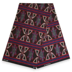 Afrikaanse wax print stof - Blauw Rood Toghu Bamenda Cameroon - 100% katoen