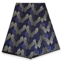 Afrikaanse wax print stof - Blauw Wit Wave Pattern - 100% katoen