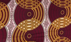 Afrikaanse wax print stof - Bordeauxrood Beige Retro Circles - 100% katoen