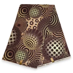 Afrikaanse wax print stof - Bruin Beige Cosmic Orb Pattern - 100% katoen