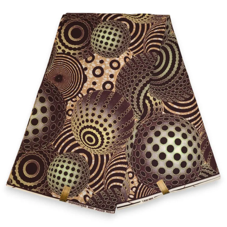 Afrikaanse wax print stof - Bruin Beige Cosmic Orb Pattern - 100% katoen