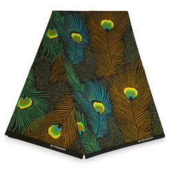 Afrikaanse wax print stof - Bruin Petrol Royal Peacock - 100% katoen