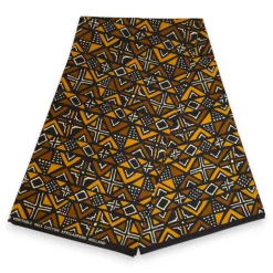 Afrikaanse wax print stof - Bruin Bogolan Geometry - 100% katoen