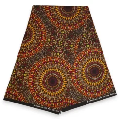 Afrikaanse wax print stof - Bruin Savanna Sun - 100% katoen