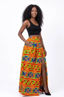 Afrikaanse wax print stof - Geel Blauw Kente Print Ghana - 100% katoen