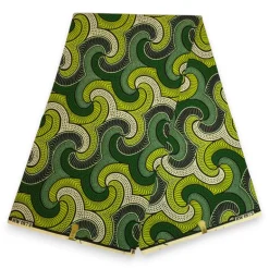 Afrikaanse wax print stof - Groen Limoengroen Twisted Waves - 100% katoen