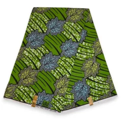 Afrikaanse wax print stof - Groen Maple Leaf - 100% katoen