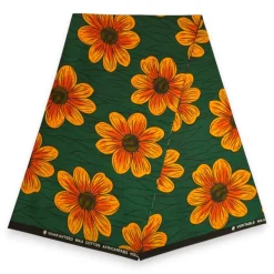 Afrikaanse wax print stof - Groen Flowerbeds - 100% katoen