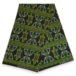 Afrikaanse wax print stof - Groen Zwart Toghu Bamenda Cameroon - 100% katoen