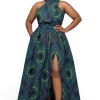 Afrikaanse wax print stof - Groen Geel Ocean Eye - 100% katoen