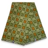 Afrikaanse wax print stof - Olijfgroen Oranje Bogolan Icons - 100% katoen