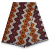 Afrikaanse wax print stof - Oranje Bordeauxrood Wavy Stripe Bloom - 100% katoen
