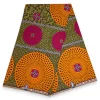 Afrikaanse wax print stof - Oranje Roze Rosette Burst - 100% katoen