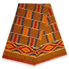 Afrikaanse wax print stof - Oranje Kente Print Zigzag Ghana - 100% katoen