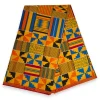 Afrikaanse wax print stof - Oranje Kente Print Blocks Ghana - 100% katoen