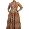 Afrikaanse wax print stof - Oranje Beige Leopard Spots - 100% katoen