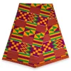 Afrikaanse wax print stof - Paars Groen Kente Print Ghana - 100% katoen