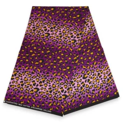Afrikaanse wax print stof - Paars Luipaard Spots - 100% katoen